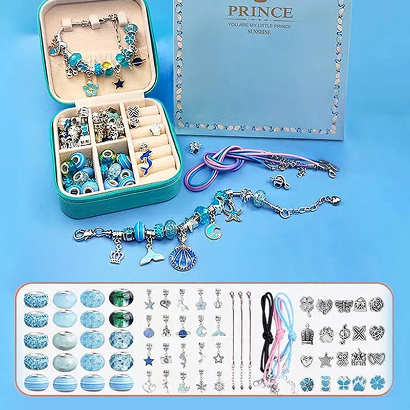 DIY Buntes Charm Armband Set – Schmuckbox für Mädchen, ideal für kreatives Basteln und als Geschenkidee.