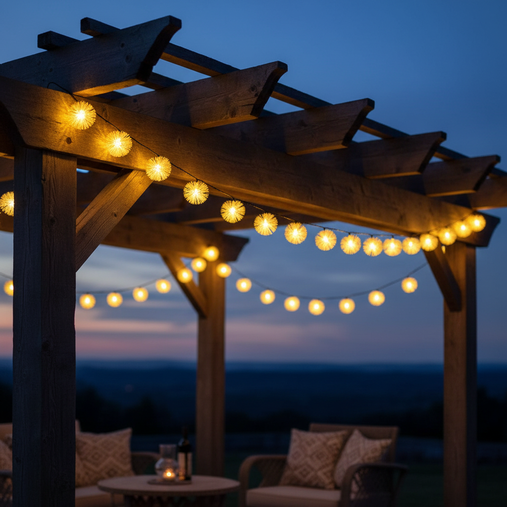 Solar-Lichterkette im sommerlichen Garten