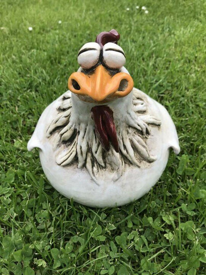 Dekorative Hühnerfigur Garten – Gartenfigur Huhn wetterfest Aussenbereich