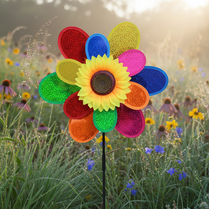 Sonnenblumen Windrad Pailletten – Glitzerndes Windspiel im Sommerfeld