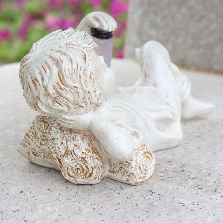 Solar Gartenfigur Mädchen mit Glühwürmchenglas – Harz Deko von lumoraX