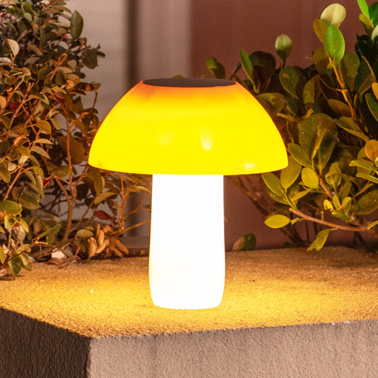 LED Solarpilz mit Erdspiess kabellos und solarbetrieben für Beet und Rasenfläche
