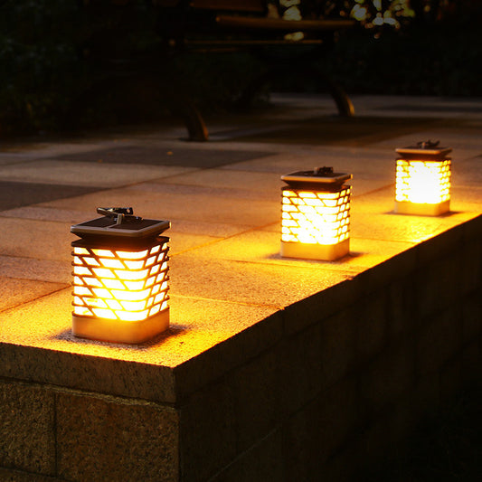 Solar Gartenleuchte Rasenlampe mit warmem Kerzenflammen-Effekt für stimmungsvolle Atmosphäre