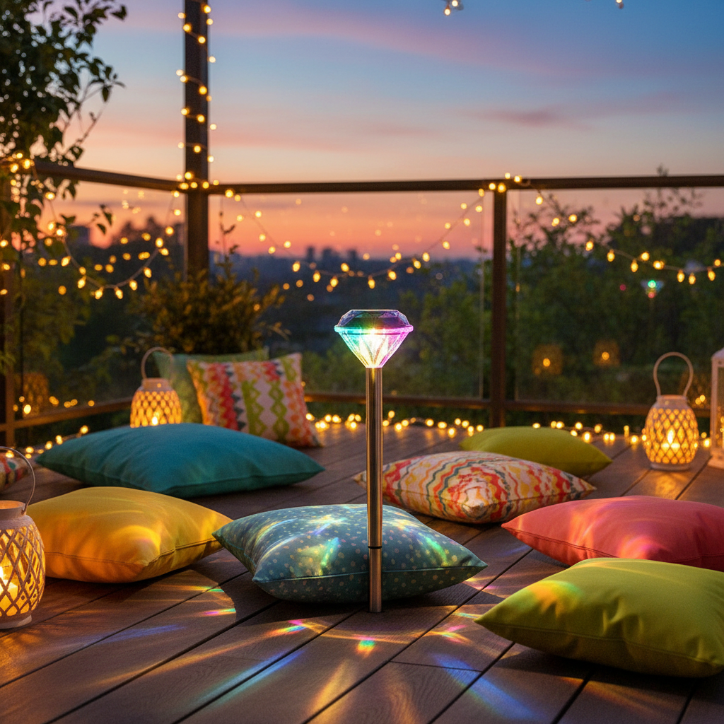 Stimmungsvolle Diamant Solarleuchte für Garten und Balkon