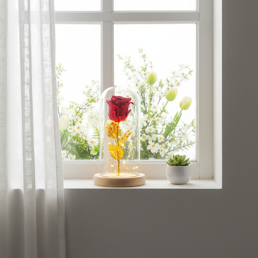 Ewige Rose Glasglocke zeitlose Deko – Geschenk zum Geburtstag und Jahrestag