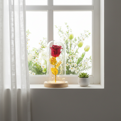 Ewige Rose Glasglocke zeitlose Deko – Geschenk zum Geburtstag und Jahrestag