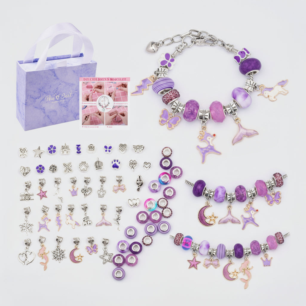 Charm-Armband Set zum Selbstgestalten für Mädchen in stilvollen Farbkombinationen, perfekte Geschenkideen für jeden Anlass.