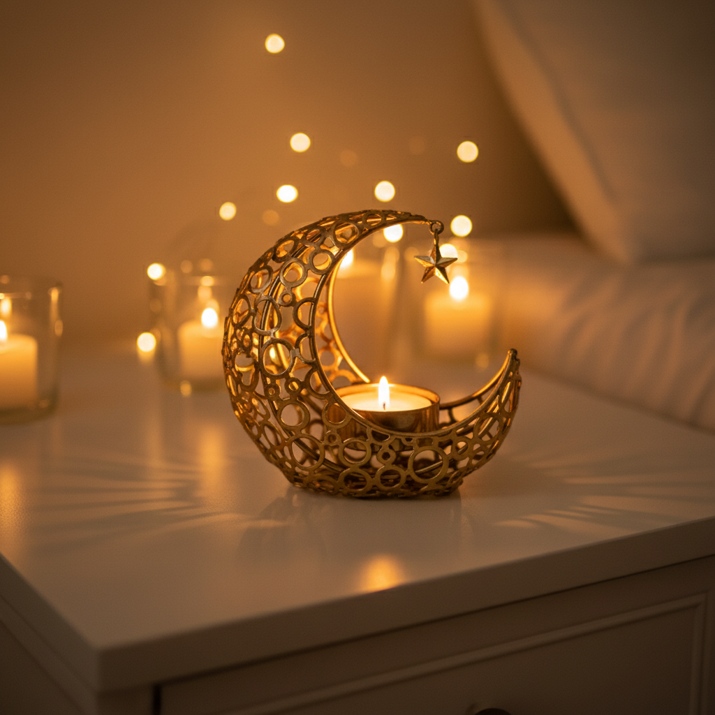 Romantische Abende mit dem Mond Teelichthalter, stilvolle Tischdekoration für besondere Momente.