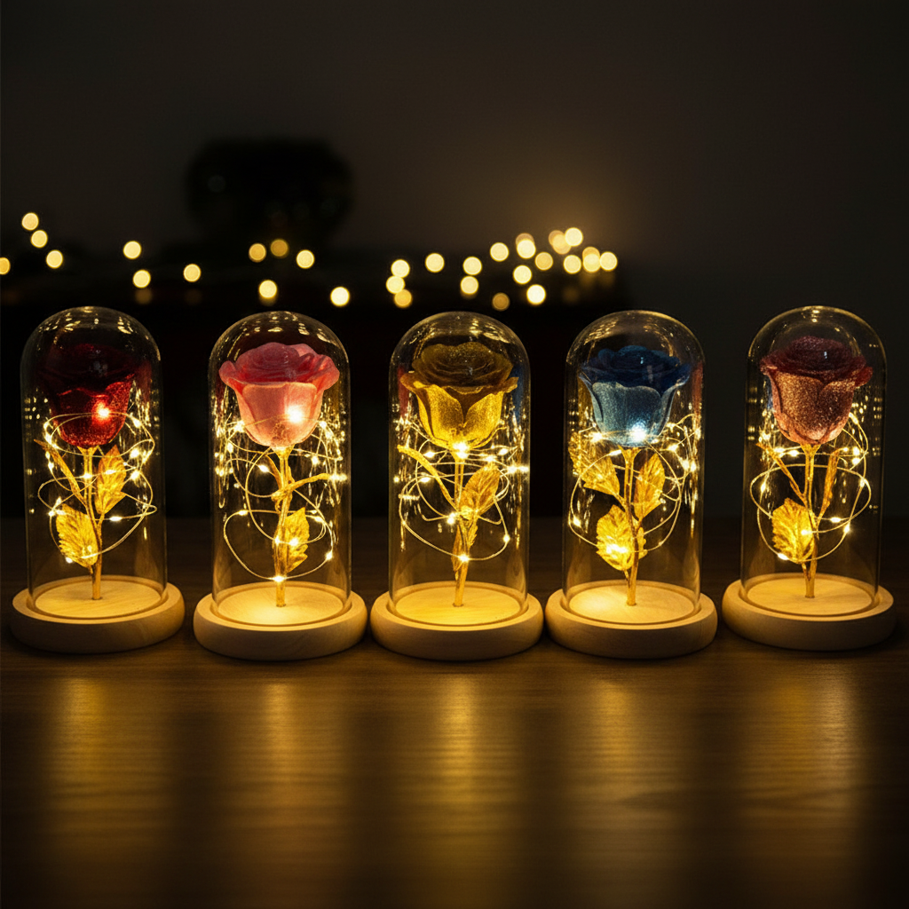 Infinity Rose Glasglocke – Symbol für ewige Zuneigung, Valentinstag Geschenk Frau