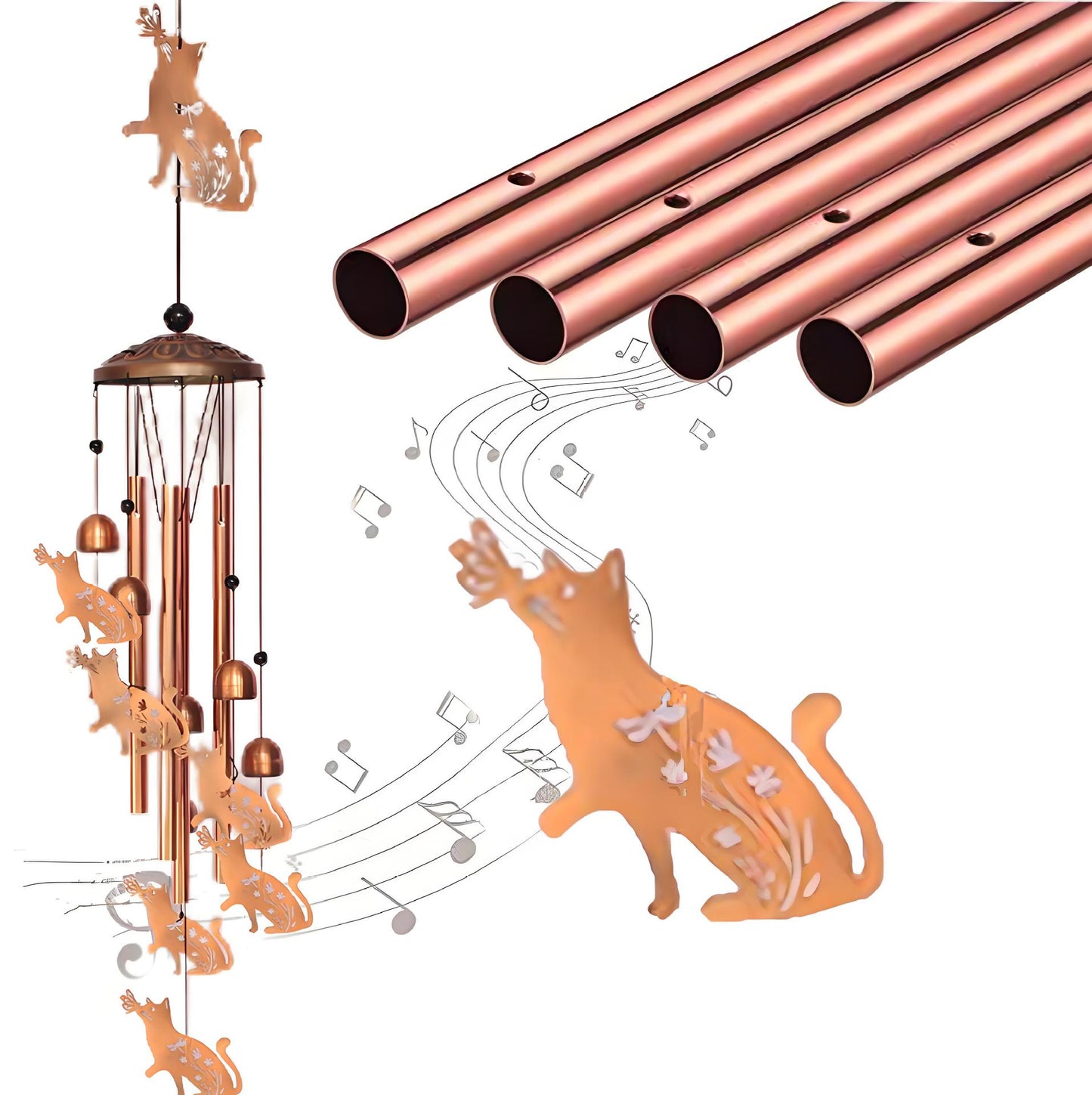 Klangspiel Garten Metall – Retro Windspiel Detailansicht Metallröhren