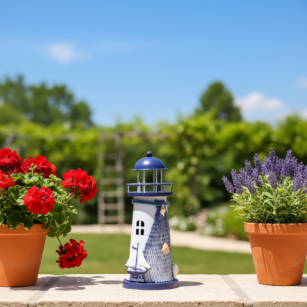 Leuchtturm Gartenfigur – Mediterrane Deko für Garten & Terrasse