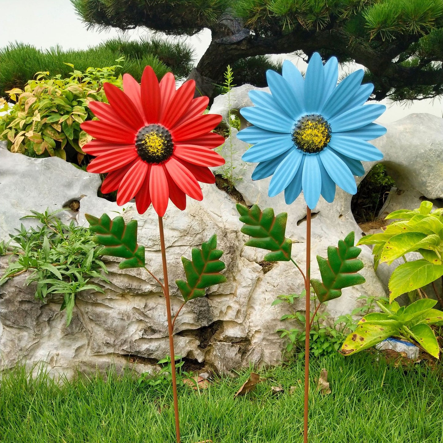 lumoraX Gartenstecker Schmiedeeisen Blumentopf Halter Metall Outdoor Gartendeko Blumen Stecker – CJYD225149602BY