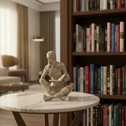 Lesende Frau Skulptur im modernen und künstlerischen Stil, ideal für Bibliotheken und als Geschenk für Bücherfreunde.