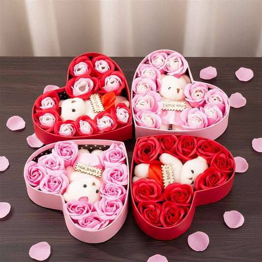 Herzförmige Rosenbox mit Kunstblumen – Romantisches Geschenk in Herzform