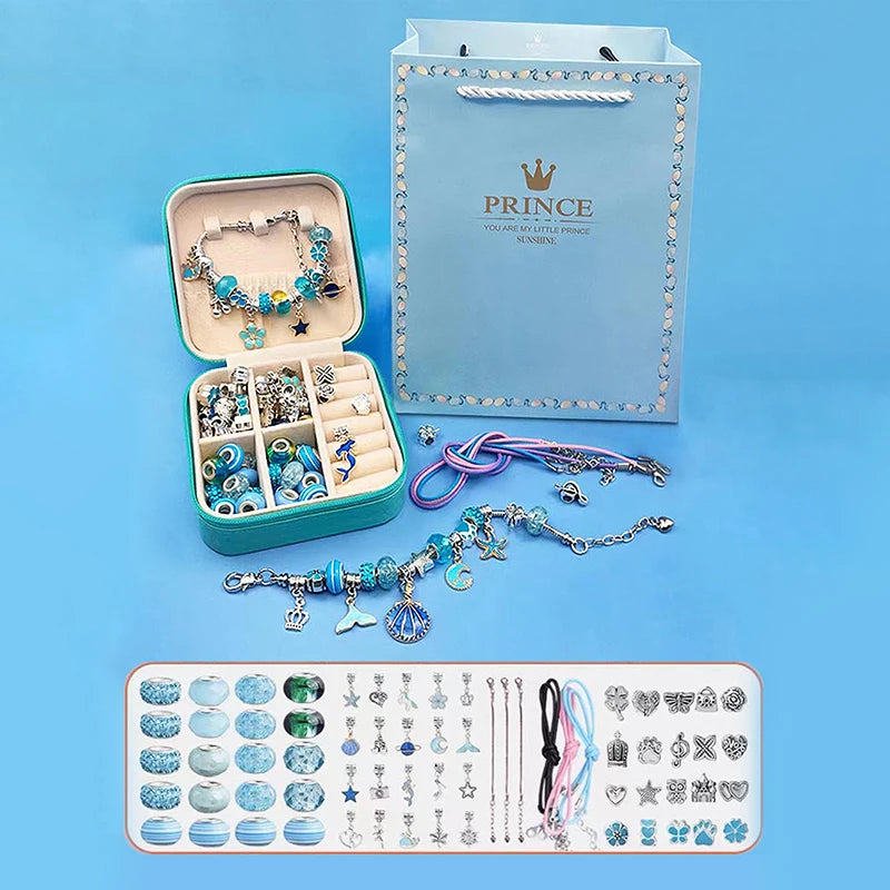 DIY Buntes Charm Armband Set – Schmuckbox für Mädchen, Geschenkidee für kreative Mädchen von 6 bis 14 Jahren.