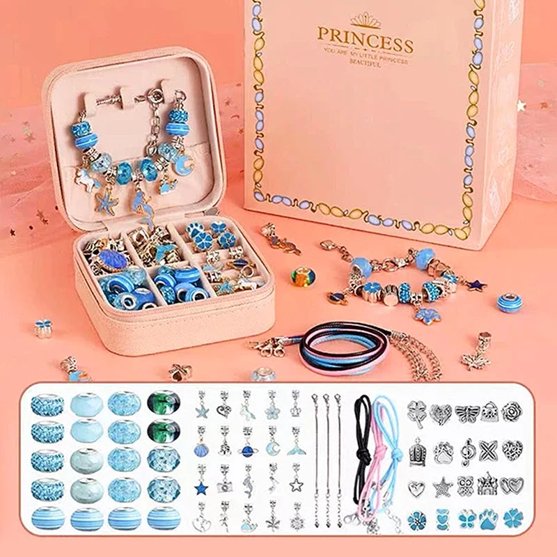 Geschenkidee: DIY Buntes Charm Armband Set – Schmuckbox für Mädchen, perfekt für besondere Anlässe und kreative Hobbys.