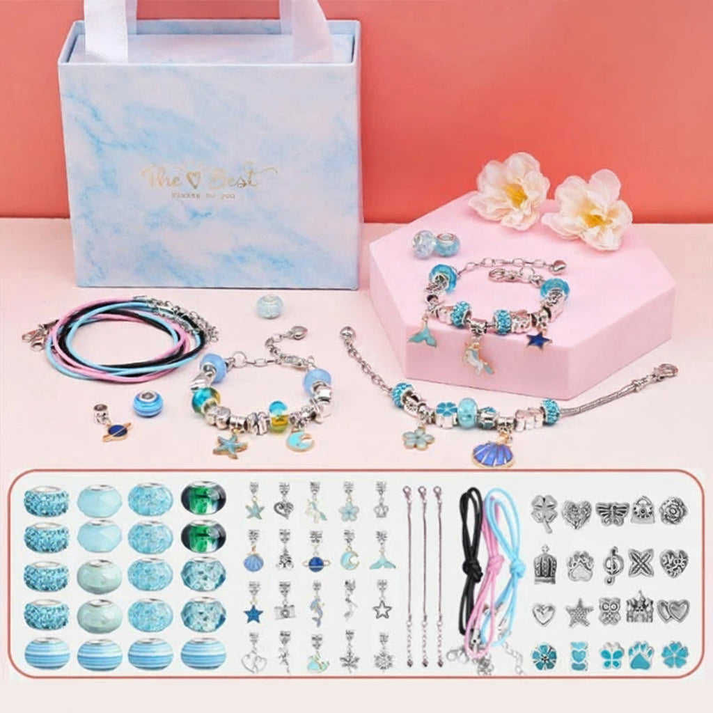 DIY Buntes Charm Armband Set – Schmuckbox für Mädchen, perfektes Geschenk für modische Mädchen und kreative Freizeitbeschäftigung.