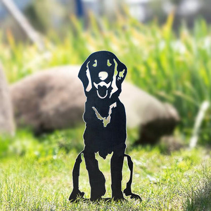 Hund Gartenstecker Metall Golden Retriever Silhouette Gartendeko