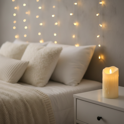 LED Kerze mit beweglicher Flamme Elfenbein - stimmungsvolle Beleuchtung für Hotels und Restaurants.