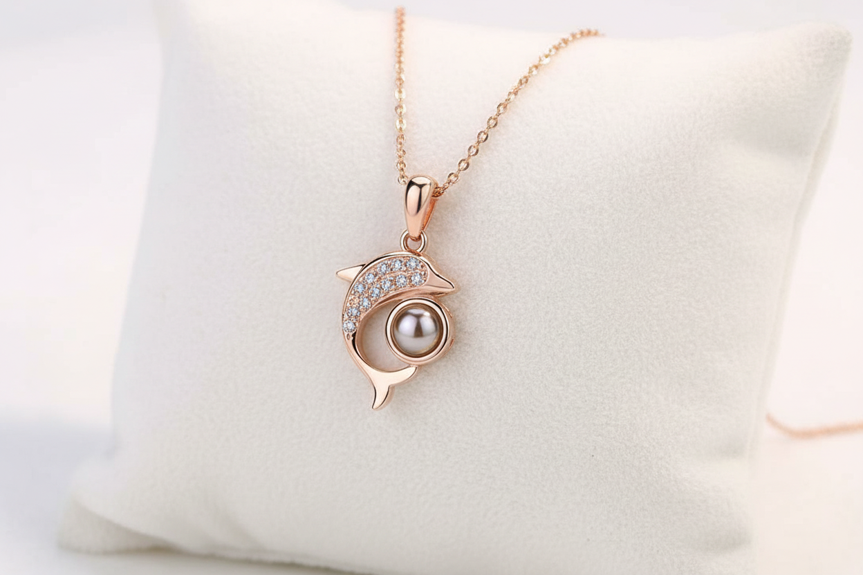 Schöne Ich Liebe Dich Halskette Delfin 100 Sprachen, die Liebe in symbolischer Form darstellt, ideal für Geschenke.