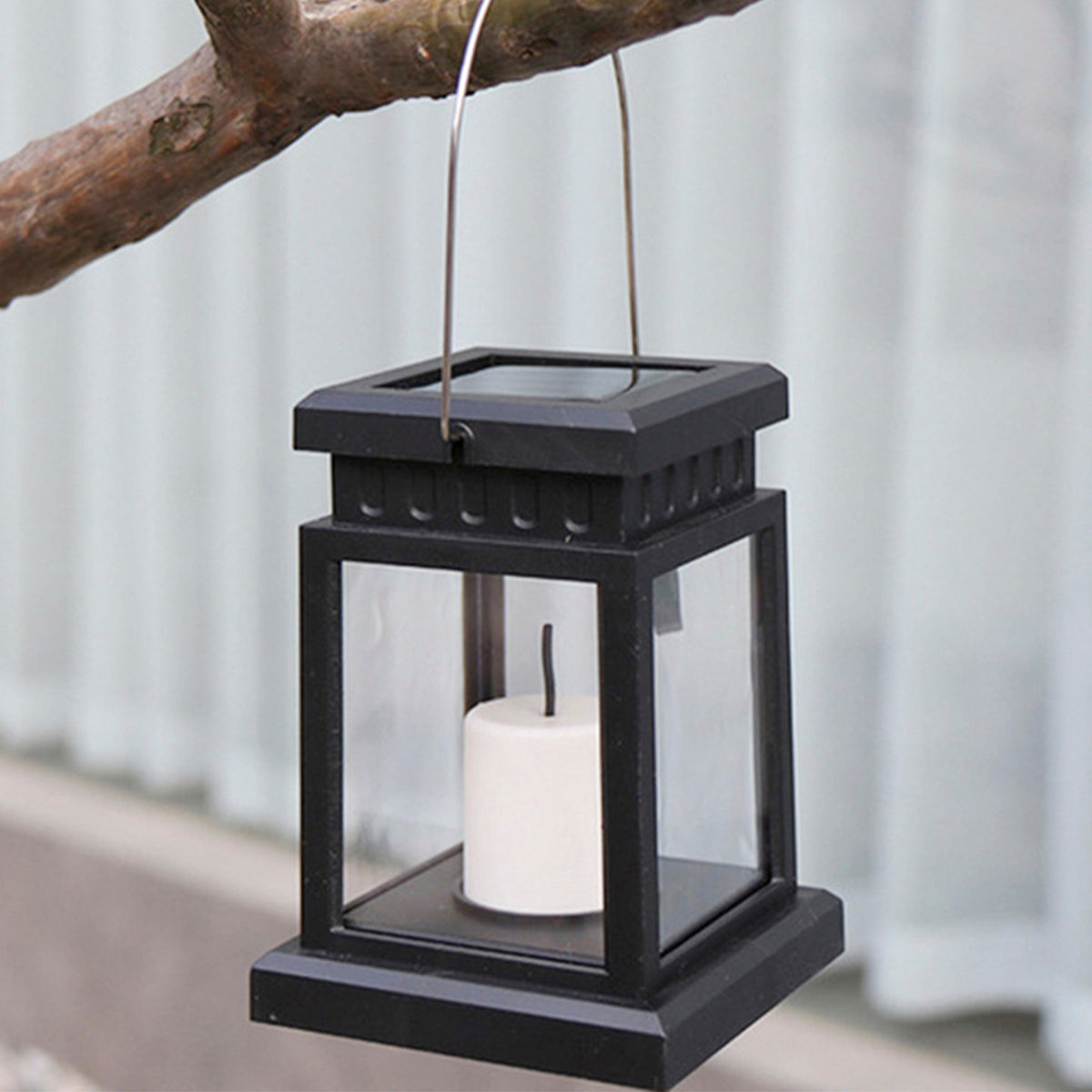 Solar Kerze Outdoor mit warmem Flackerlicht im rustikalen Design für Boden und Tisch