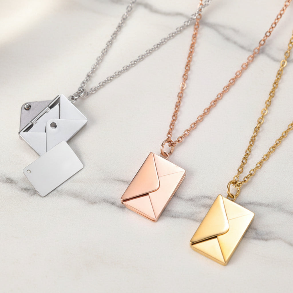 Hochwertige Liebesbrief Halskette mit goldenen Umschlag-Anhänger, perfektes Geschenk für die Liebsten, briefumschlag halskette geschenk.