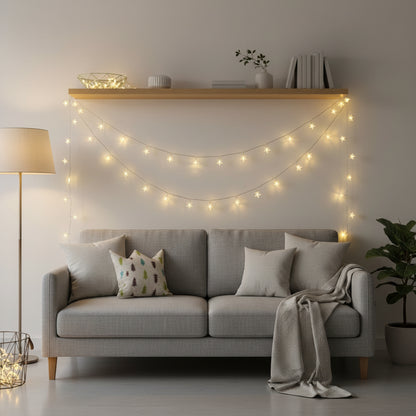 Verfügbare Längen der LED Sternenlichterkette Warmweiss, 1.5M bis 10M, vielseitig einsetzbar für alle Anlässe.