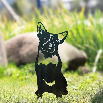 Hund Gartenstecker Metall Australian Cattle Dog Silhouette Gartendeko