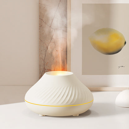 Nahaufnahme des 3D Flammen Aroma Diffuser, der lebendige Farben und eine entspannende Atmosphäre bietet.