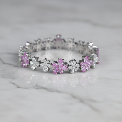 Verstellbares Kirschblüten Armband Zirkonia, ideal für den Frühling und besondere Geschenke für Frauen und Kirschblüten-Fans.