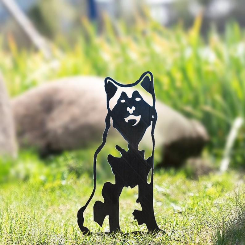Hund Gartenstecker Metall Husky Silhouette Gartendeko