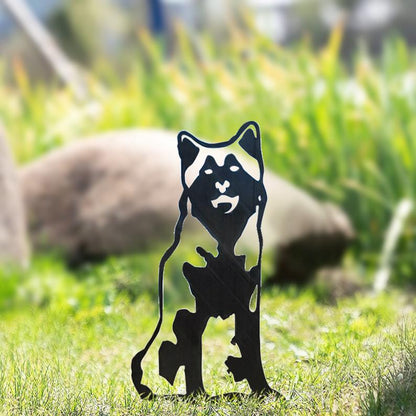 Hund Gartenstecker Metall Husky Silhouette Gartendeko